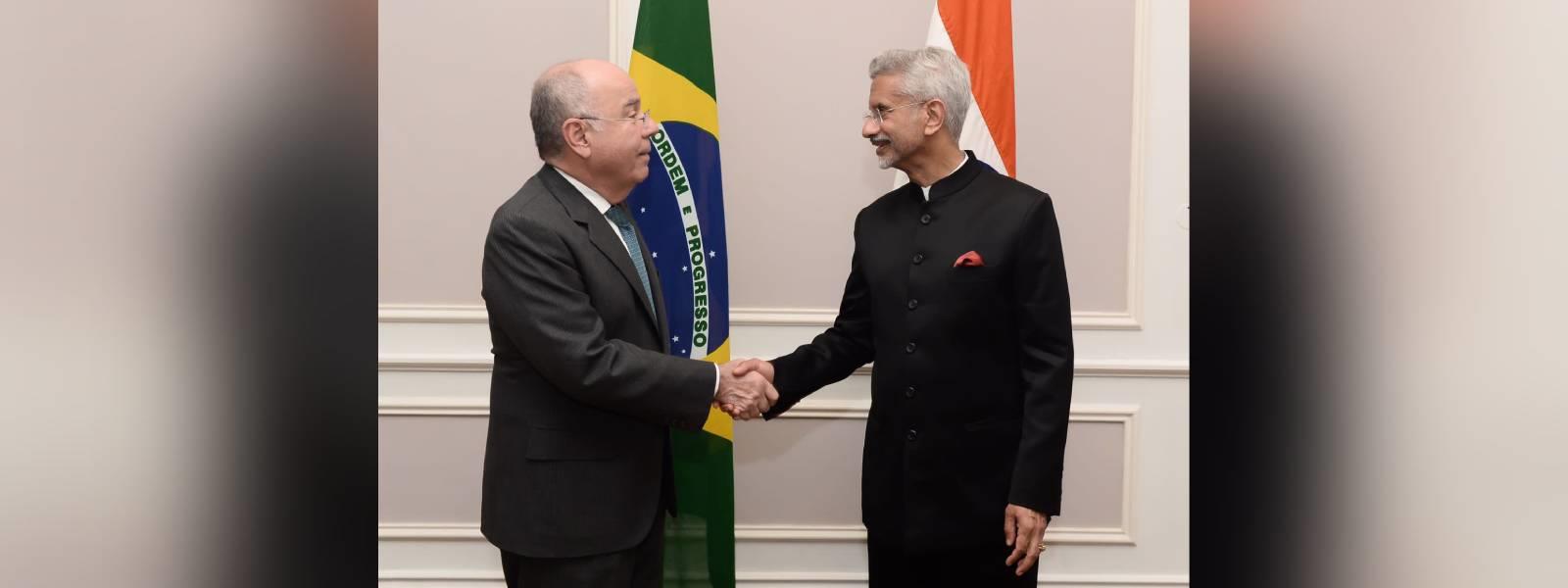 External Affairs Minister Dr. S. Jaishankar met Foreign Minister of Brazil H. E. Mr. Mauro Vieira on the sidelines of the BRICS meeting