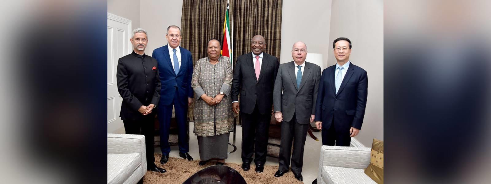 External Affairs Minister Dr. S. Jaishankar called on President of South Africa H.E. Mr. Cyril Ramaphosa along with other BRICS Ministers