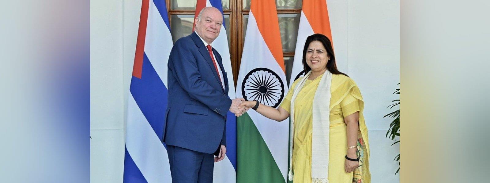 Minister of State for External Affairs Smt. Meenakashi Lekhi met H.E. Mr. Rodrigo Malmierca Diaz, Minister of Foreign Trade & Foreign Investment of the Republic of Cuba in New Delhi
