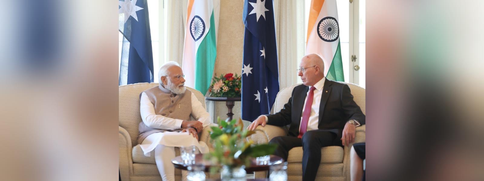Prime Minister Shri Narendra Modi met H.E. Mr. David Hurley, Governor General of Australia in Sydney