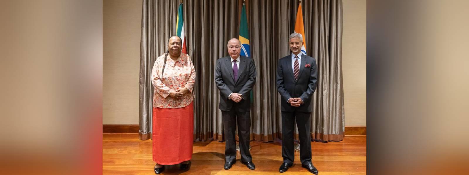External Affairs Minister, Dr. S. Jaishankar met Foreign Minister of Brazil, H.E. Mr. Mauro Vieira and Minister of International Relations and Cooperation of South Africa, H.E. Ms. Naledi Pandor on the sidelines of 78th Session of the United Nations General Assembly in New York