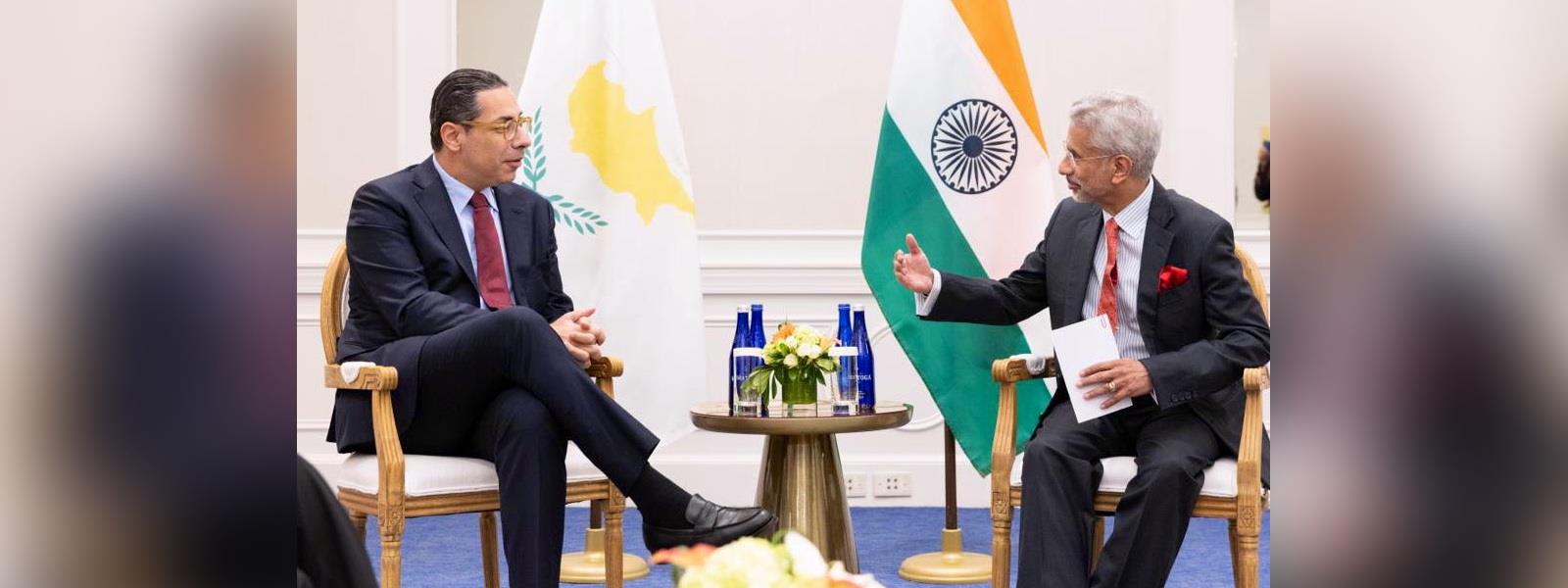 External Affairs Minister Dr. S. Jaishankar met H.E. Mr. Constantinos Kombos, Foreign Minister of Cyprus on the sidelines of 78th Session of the UNGA in New York