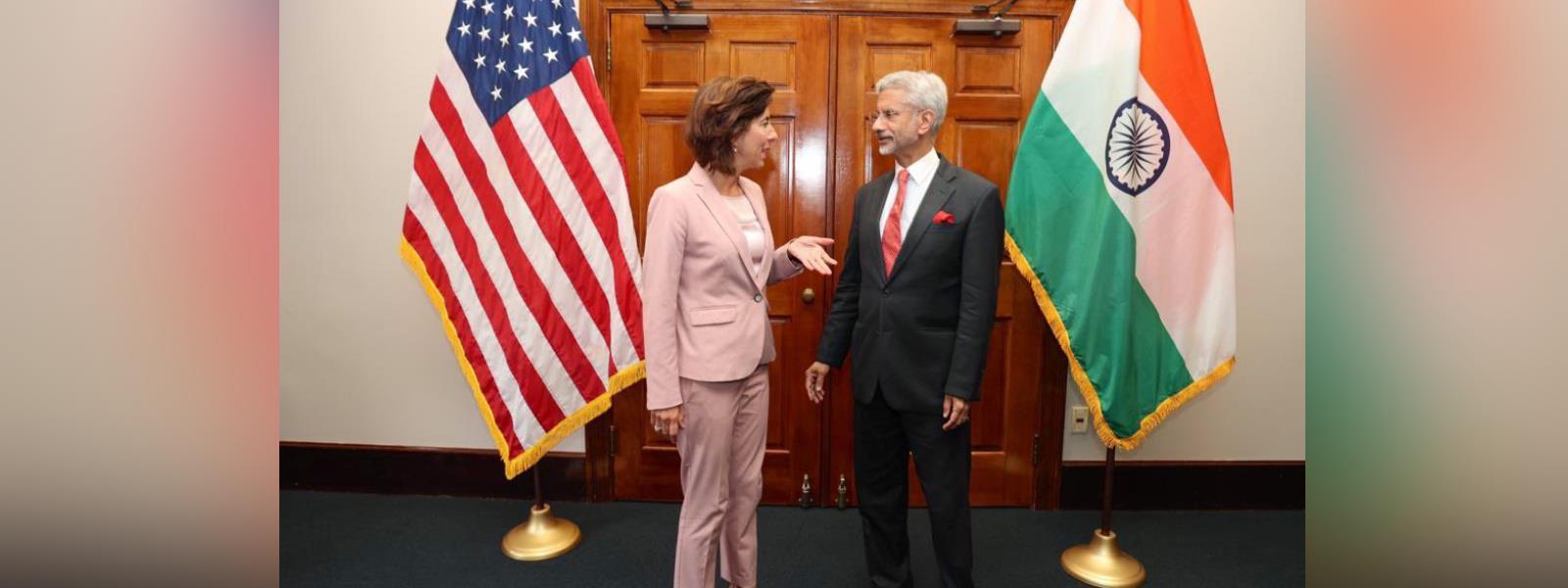 External Affairs Minister, Dr. S. Jaishankar met Secretary of Commerce of the United States of America, H.E. Ms. Gina Raimondo in Washington DC