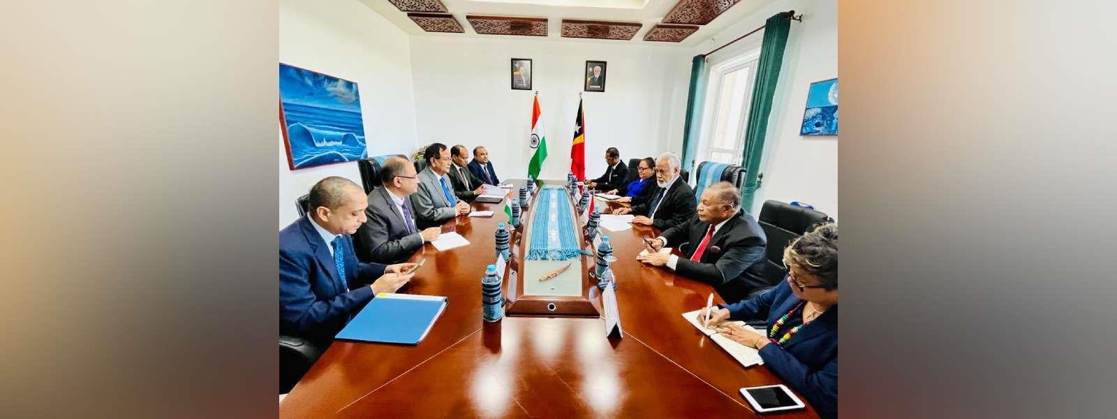 Minister of State for External Affairs Dr. Rajkumar Ranjan Singh called on Prime Minister of Timor-Leste, H.E. Mr. Xanana Gusmão in Dili
