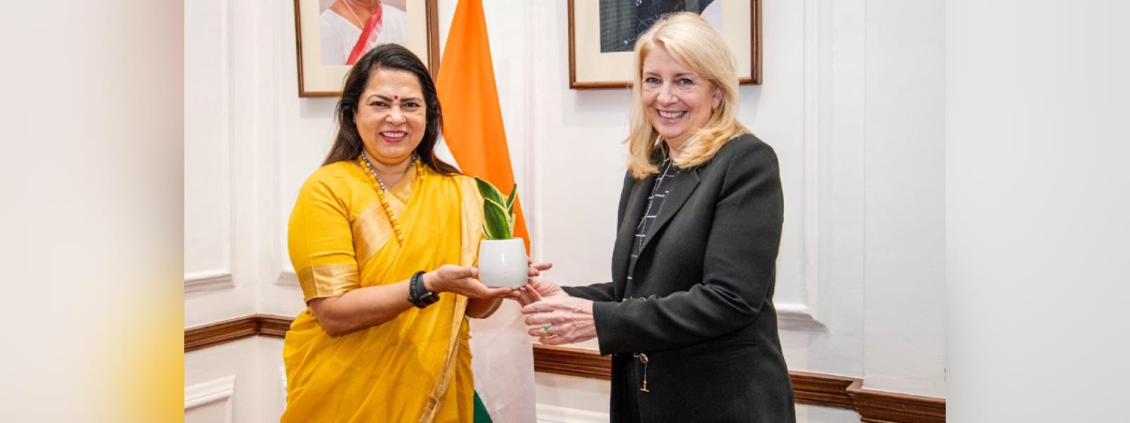 Minister of State for External Affairs Smt. Meenakashi Lekhi met H.E. Ms. Catherine Russell, Global Executive Director of UNICEF in New Delhi