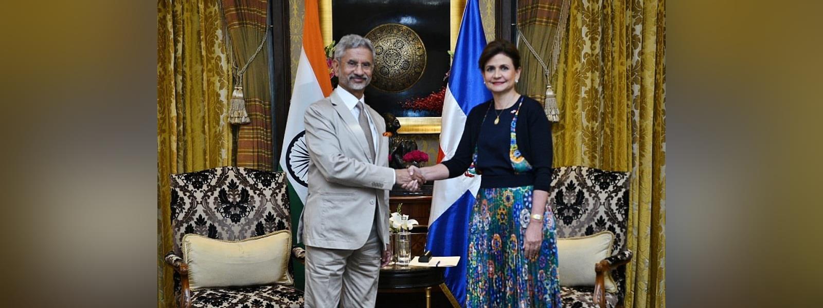 External Affairs Minister Dr. S. Jaishankar met H.E. Ms. Raquel Peña Rodríguez, Vice President of Dominican Republic in New Delhi