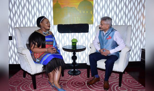 External Affairs Minister Dr. S. Jaishankar met H.E. Ms. Pholile Dlamini Shakantu, Minister of Foreign Affairs of Eswatini on the sidelines of the WAVE Summit 2025 in Mumbai