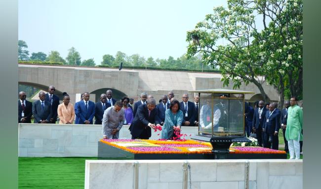 President of the Republic of Angola, H.E. Mr. Joao Manuel Goncalves Lourenco paid respects to Mahatma Gandhi at Rajghat