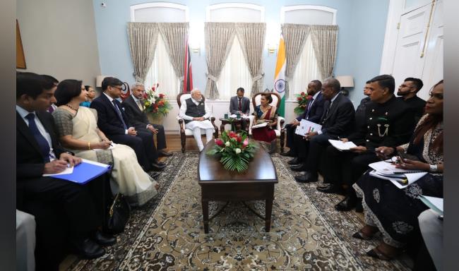 Prime Minister Shri Narendra Modi held discussions with Honourable Kamla Persad-Bissessar, Prime Minister of the Republic of Trinidad and Tobago