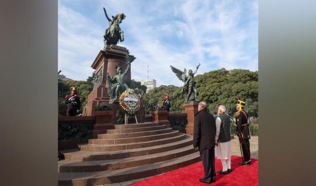 Prime Minister Shri Narendra Modi paid homage to General Jose de San Martin in Buenos Aires, Argentina