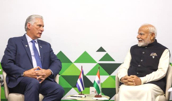 Prime Minister Shri Narendra Modi met H.E. Mr. Miguel Diaz-Canel Bermudez, President of the Republic of Cuba on the sidelines of the 17th BRICS Summit in Rio de Janeiro, Brazil