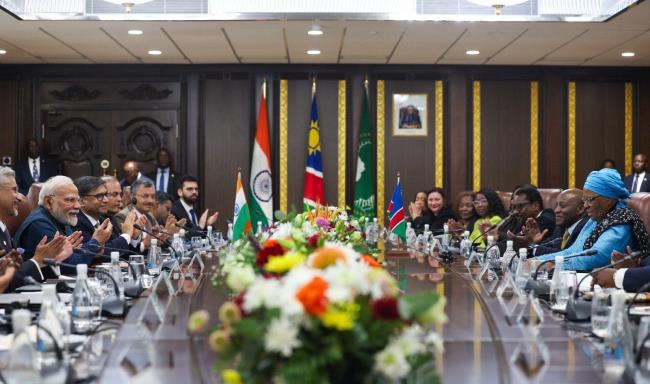 Prime Minister Shri Narendra Modi held bilateral discussions with President of Namibia, H.E. Dr. Netumbo Nandi-Ndaitwah at the State House in Windhoek