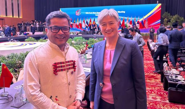 Minister of State for External Affairs Shri Pabitra Margherita met H.E. Ms. Penny Wong, Minister for Foreign Affairs of Australia on the sidelines of the 15th East Asia Summit Foreign Ministers' Meeting in Kuala Lumpur, Malaysia