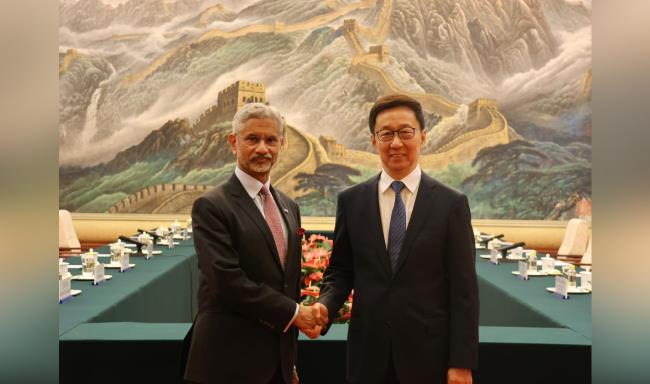 External Affairs Minister Dr. S. Jaishankar met H.E. Mr. Han Zheng, Vice President of the People's Republic of China on the sidelines of the SCO Foreign Ministers’ Meeting in Beijing