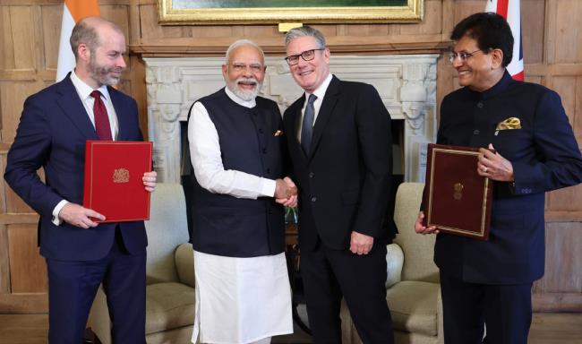 The India–UK Comprehensive Economic and Trade Agreement (CETA) was signed and exchanged during the official visit of Prime Minister Shri Narendra Modi to the United Kingdom