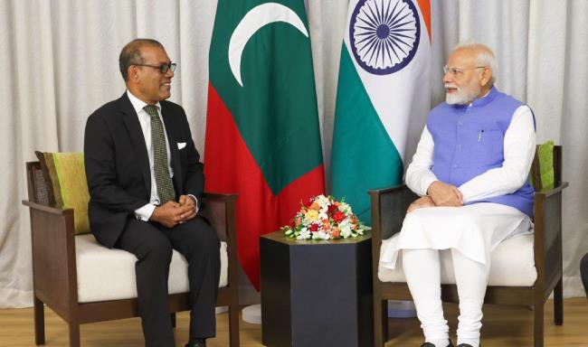 Prime Minister Shri Narendra Modi met Mr. Mohamed Nasheed, the former President of the Republic of Maldives in Male