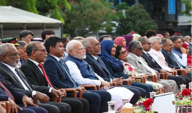Prime Minister Shri Narendra Modi attended the 60th anniversary of Independence Day celebrations of Maldives as the Guest of Honour at the Republic Square in Male
