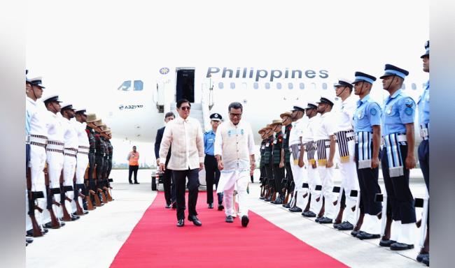 President of the Republic of the Philippines, H.E. Mr. Ferdinand R. Marcos Jr. received by Shri Pabitra Margherita, Minister of State for External Affairs upon his arrival at the airport in New Delhi