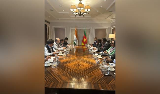 Minister of State for External Affairs, Shri Kirti Vardhan Singh held discussions with H.E. Mr. Felix Mbayu, Minister Delegate for External Relations of the Republic of Cameroon in New Delhi