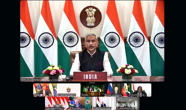 External Affairs Minister Dr. S. Jaishankar represented Prime Minister Shri Narendra Modi at the virtual BRICS Summit