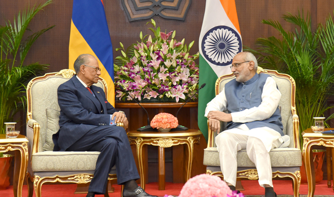 Prime Minister of the Republic of Mauritius, H.E. Dr. Navinchandra Ramgoolam met Vice-President, Shri C.P. Radhakrishnan at the Vice-President’s Enclave in New Delhi