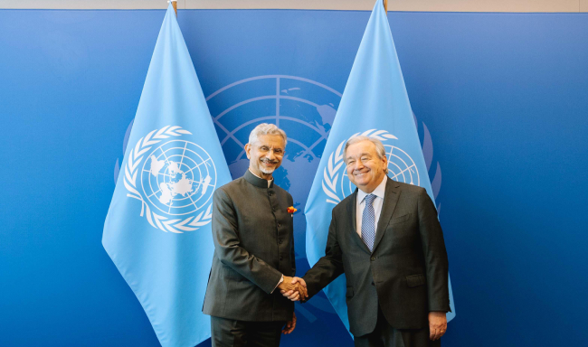 External Affairs Minister Dr. S. Jaishankar met H.E. Mr. Antonio Guterres, Secretary-General of the United Nations on the sidelines of the 80th Session of the United Nations General Assembly (UNGA80) in New York