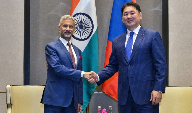 External Affairs Minister Dr. S. Jaishankar called on H.E. Mr. Khurelsukh Ukhnaa, President of Mongolia in New Delhi