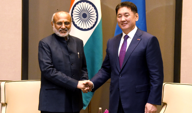 Vice-President Shri C. P. Radhakrishnan called on H.E. Mr. Khurelsukh Ukhnaa, President of Mongolia in New Delhi