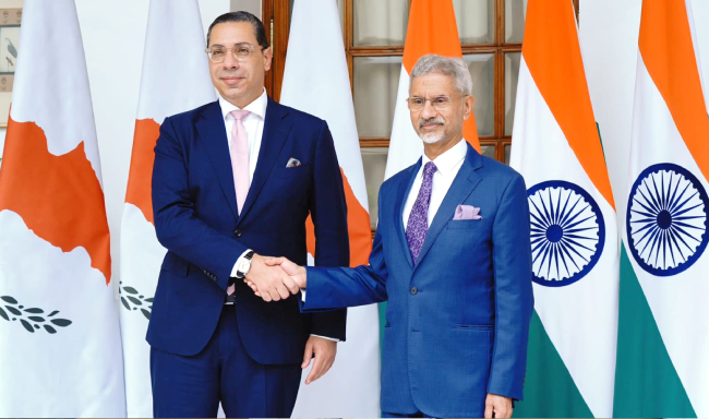External Affairs Minister Dr. S. Jaishankar met H.E. Mr. Constantinos Kombos, Minister of Foreign Affairs of the Republic of Cyprus in New Delhi