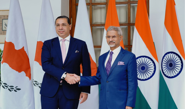 External Affairs Minister Dr. S. Jaishankar met H.E. Mr. Constantinos Kombos, Minister of Foreign Affairs of the Republic of Cyprus in New Delhi