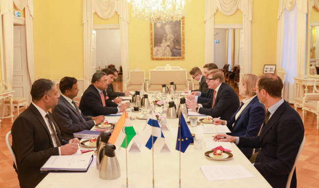 The 13th round of Foreign Office Consultations (FOC) between India and Finland co-chaired by Secretary (West) Shri Sibi George and H.E. Mr. Jukka Salovaara, Permanent State Secretary of the Ministry for Foreign Affairs of Finland held in Helsinki