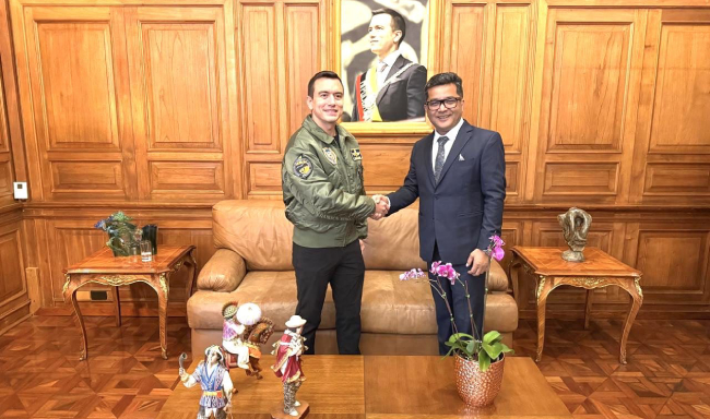 Minister of State for External Affairs Shri Pabitra Margherita called on H.E. Mr. Daniel Noboa Azin, President of Ecuador in Quito