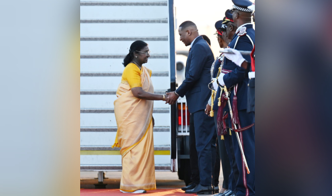 President Smt. Droupadi Murmu arrived at Sir Seretse Khama International Airport in Gaborone marking the first-ever State Visit by an Indian Head of State to Botswana