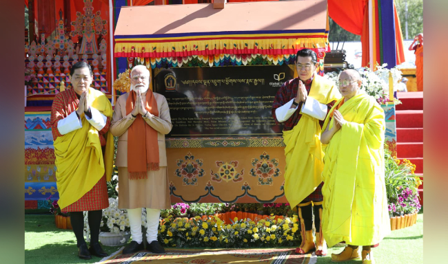 Prime Minister Shri Narendra Modi joined His Majesty, the King of Bhutan and His Majesty, the Fourth King of Bhutan, at the Kalachakra ‘Wheel of Time’ empowerment initiation at Changlimithang Stadium