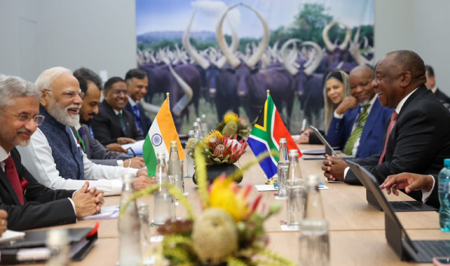 Prime Minister Shri Narendra Modi held discussions with H.E. Mr. Cyril Ramaphosa, President of South Africa in Johannesburg, South Africa