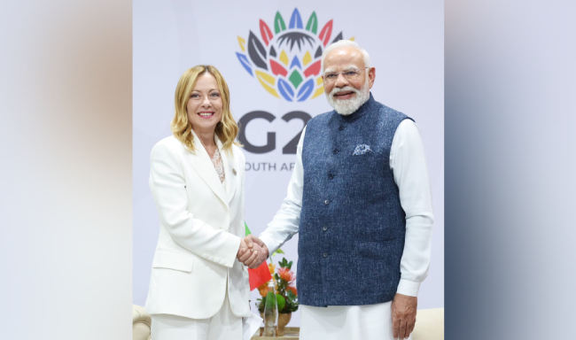 Prime Minister Shri Narendra Modi met H.E. Ms. Giorgia Meloni, Prime Minister of Italy on the sidelines of the G20 Summit in Johannesburg, South Africa