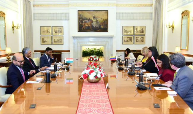 The 5th India-Venezuela Foreign Office Consultations (FOC) co-chaired by Secretary (East) Shri P. Kumaran and H.E. Ms. Tatiana Josefina Pugh Moreno, Vice-Minister of Foreign Affairs of the Bolivarian Republic of Venezuela in New Delhi