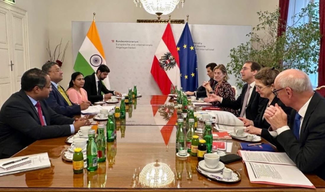 The 8th round of India–Austria Foreign Office Consultations (FOC) co-chaired by Secretary (West) Shri Sibi George and H.E. Mr. Nikolaus Marschik, Secretary-General for Foreign Affairs of Austria held in Vienna