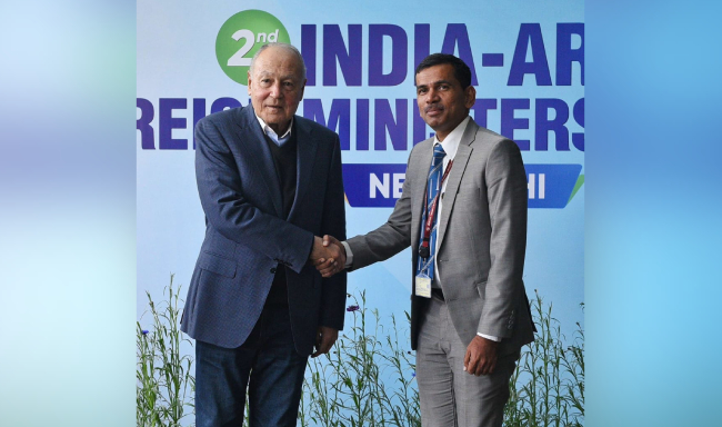 अरब लीग के महासचिव महामहिम श्री अहमद अबुल घेइत द्वितीय भारत–अरब विदेश मंत्रियों की बैठक में भाग लेने के लिए नई दिल्ली पहुंचें