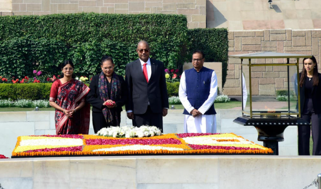 President of the Republic of Seychelles, H.E. Dr. Patrick Herminie paid respects to Mahatma Gandhi at Rajghat