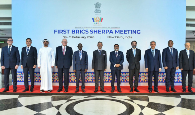 External Affairs Minister Dr. S. Jaishankar interacted with BRICS Sherpas and Country Representatives at the First BRICS Sherpa/Sous-Sherpa Meeting in New Delhi