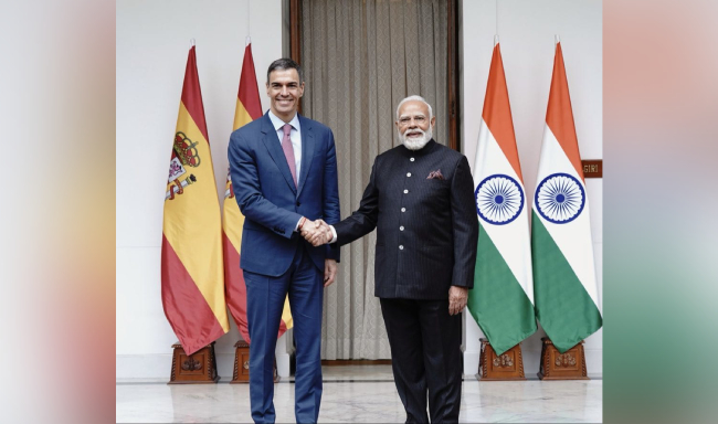 Prime Minister Shri Narendra Modi met H.E. Mr. Pedro Sanchez, President of the Government of Spain on the sidelines of the India AI Impact Summit 2026 in New Delhi
