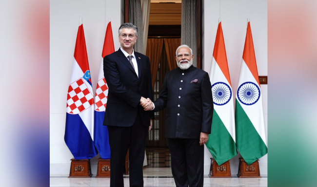 Prime Minister Shri Narendra Modi met H.E. Mr. Andrej Plenkovic, Prime Minister of Croatia on the sidelines of the India AI Impact Summit 2026 in New Delhi