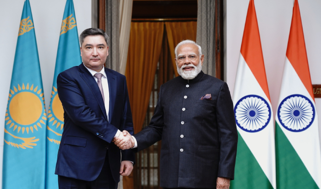 Prime Minister Shri Narendra Modi met H.E. Mr. Olzhas Bektenov, Prime Minister of Kazakhstan on the sidelines of the India AI Impact Summit 2026 in New Delhi