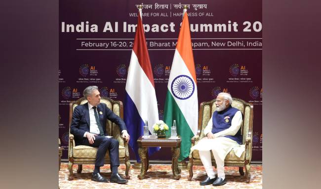 Prime Minister Shri Narendra Modi held discussions with H.E. Mr. Dick Schoof, Prime Minister of the Netherlands on the sidelines of the India AI Impact Summit in New Delhi