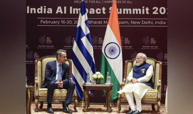 Prime Minister Shri Narendra Modi held discussions with H.E. Mr. Kyriakos Mitsotakis, Prime Minister of the Hellenic Republic on the sidelines of the India AI Impact Summit in New Delhi.