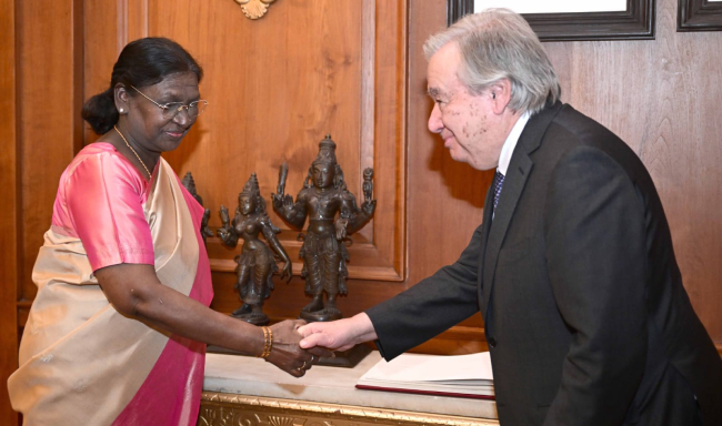 Secretary General of the United Nations, H.E. Mr. Antonio Guterres called on President Smt. Droupadi Murmu at Rashtrapati Bhavan