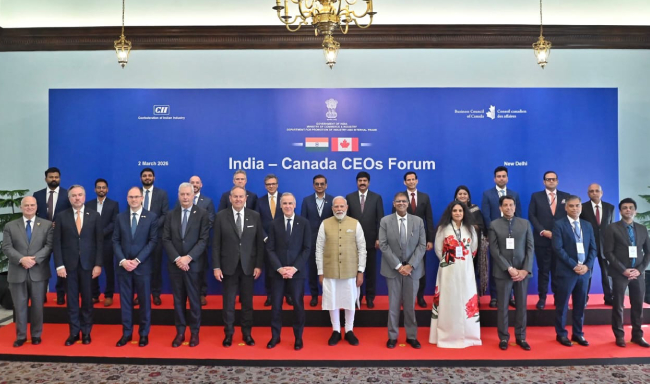 Prime Minister Shri Narendra Modi along with H.E. The Rt. Honourable Mark Carney, Prime Minister of Canada addressed the India-Canada CEO Forum in New Delhi