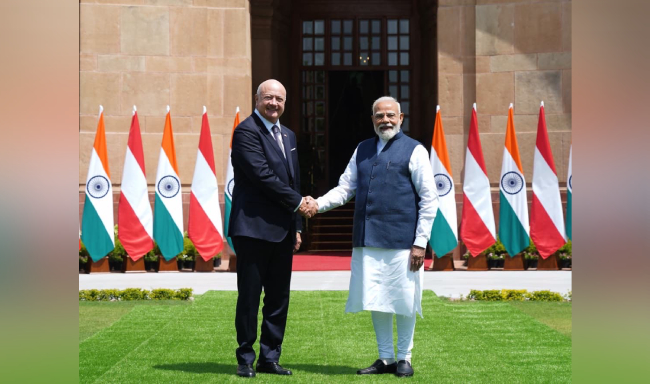 Prime Minister Shri Narendra Modi met H.E. Dr. Christian Stocker, Federal Chancellor of the Republic of Austria at Hyderabad House