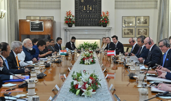 Prime Minister Shri Narendra Modi held discussions with H.E. Dr. Christian Stocker, Federal Chancellor of the Republic of Austria at Hyderabad House